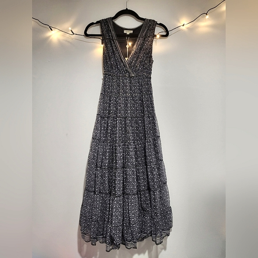 🖤 SOLD ON EBAY 🖤 Max Studio Sleeveless Floral Ruffle Midi Dress Medium - Picture 3 of 6